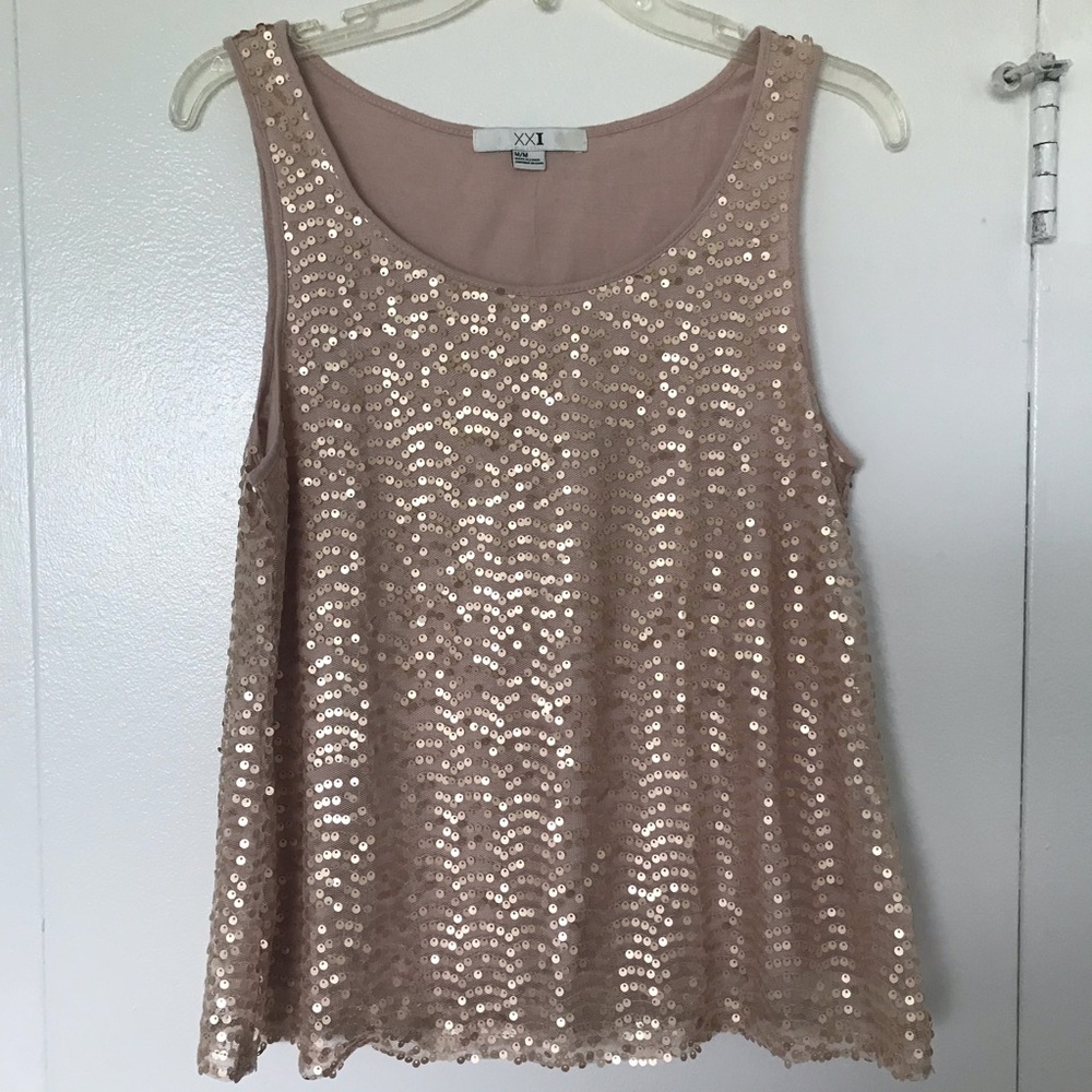 Gold Sequin Sleeveless Top